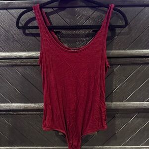 Maroon ribbed bodysuit